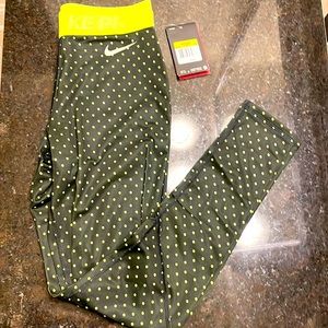 Nike Pro Dri-fit black with yellow polkadot leggings